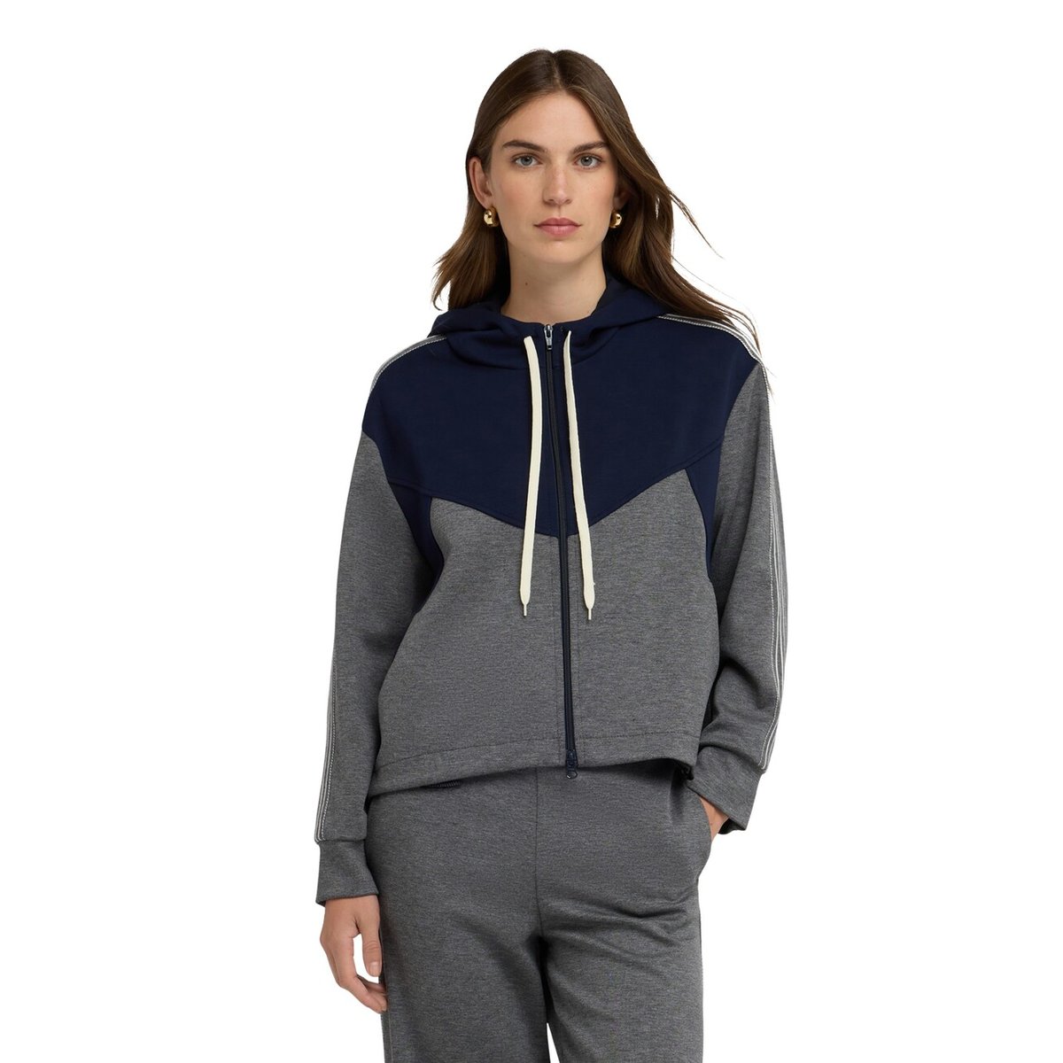 Sweat à capuche zippé gris, MOTIVI