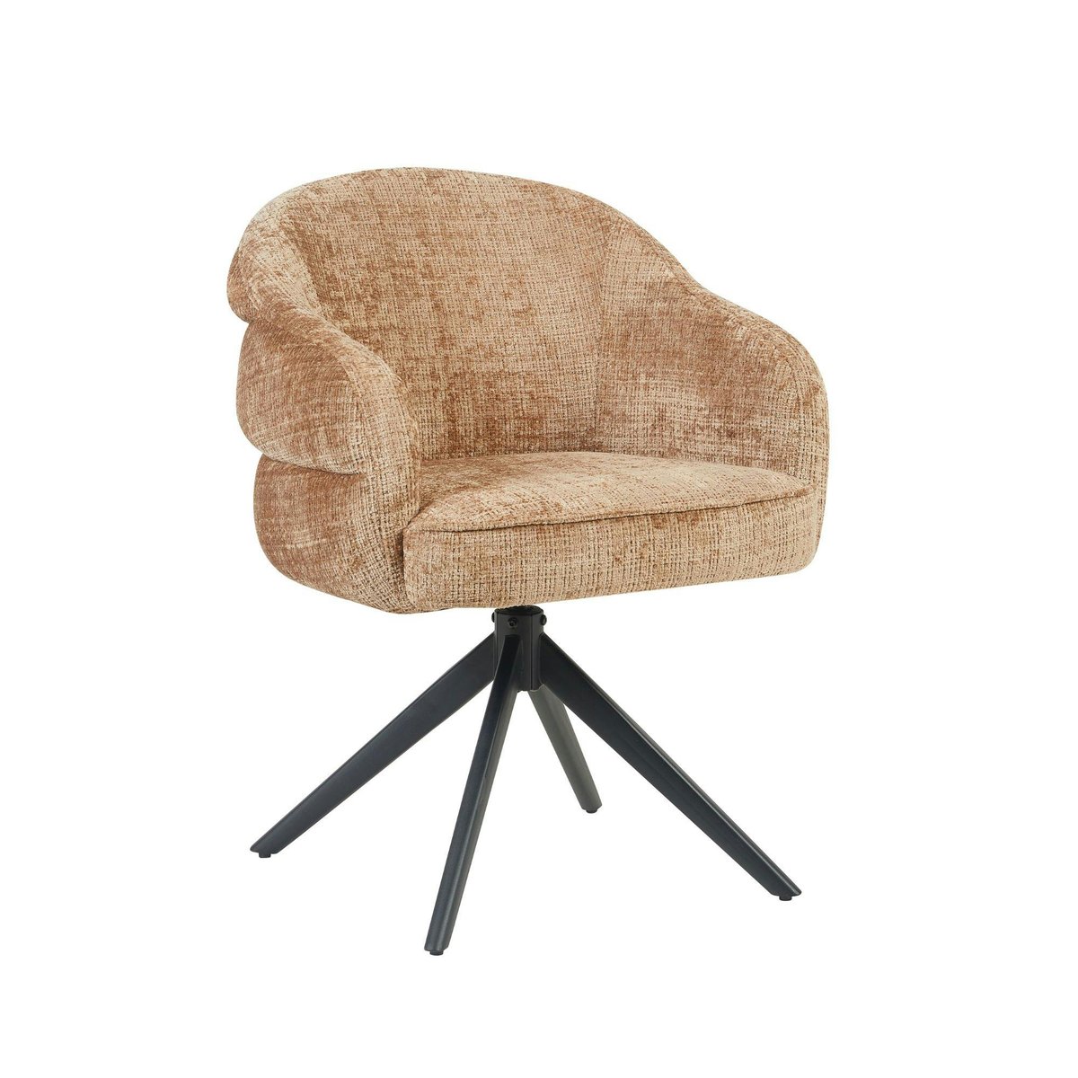Chaise arrondie pivotante en tissu chenille (lot de 2) CORTINA marron, PIER IMPORT