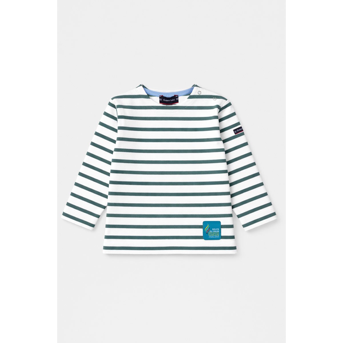 Marinière Baby - coton épais blanc/silver pine, ARMOR-LUX
