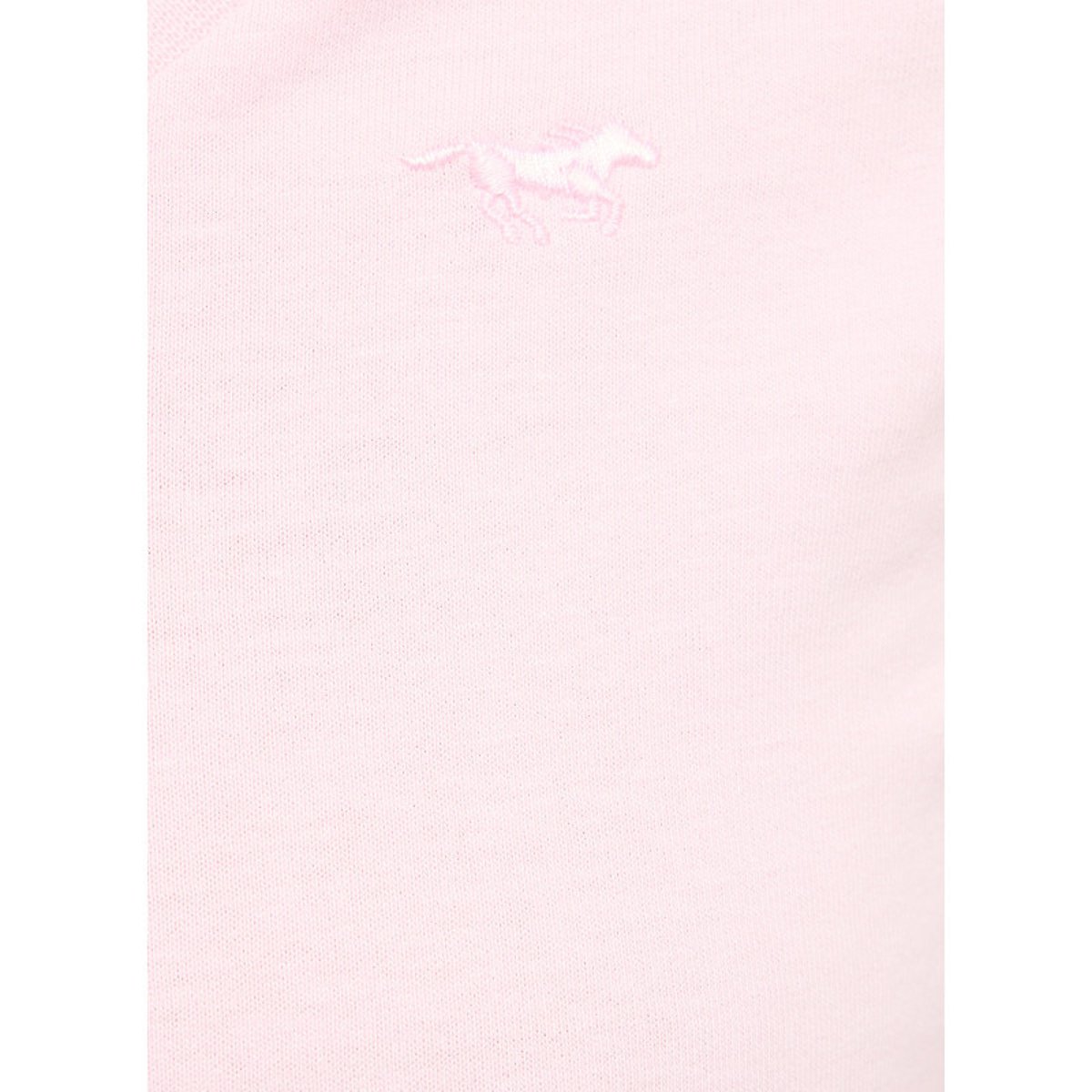 T-shirt en coton jaune uni avec une coupe droite et un col V rose, MUSTANG