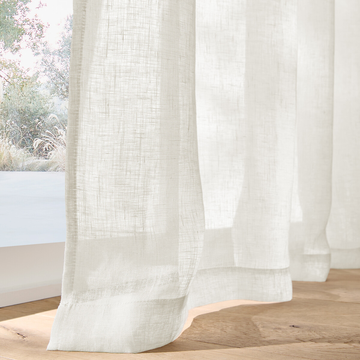 Onega Linen Wide Width Voile Panel with Eyelets ecru , LA REDOUTE INTERIEURS