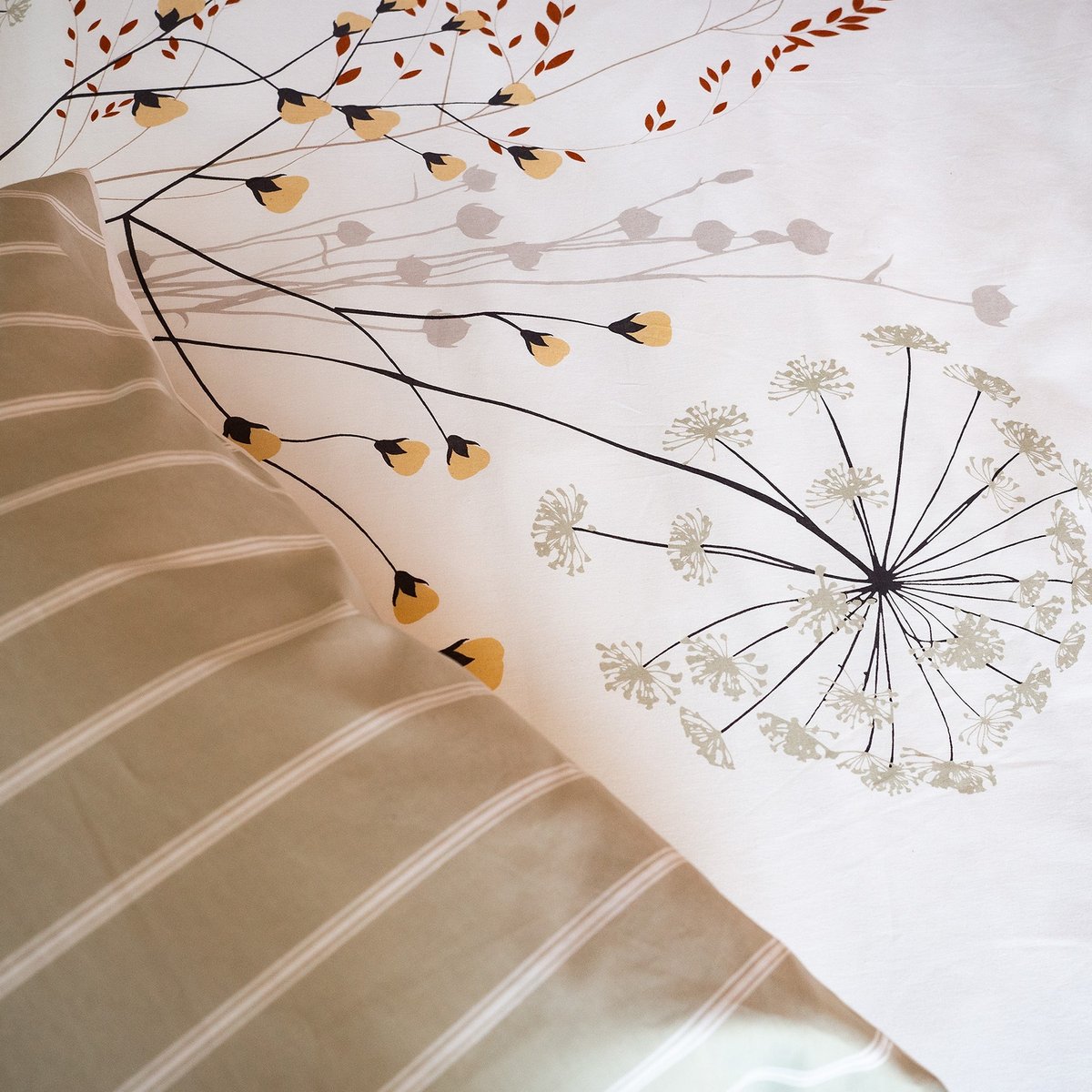 Parure de lit - housse de couette avec taies en coton blanc, EDEN