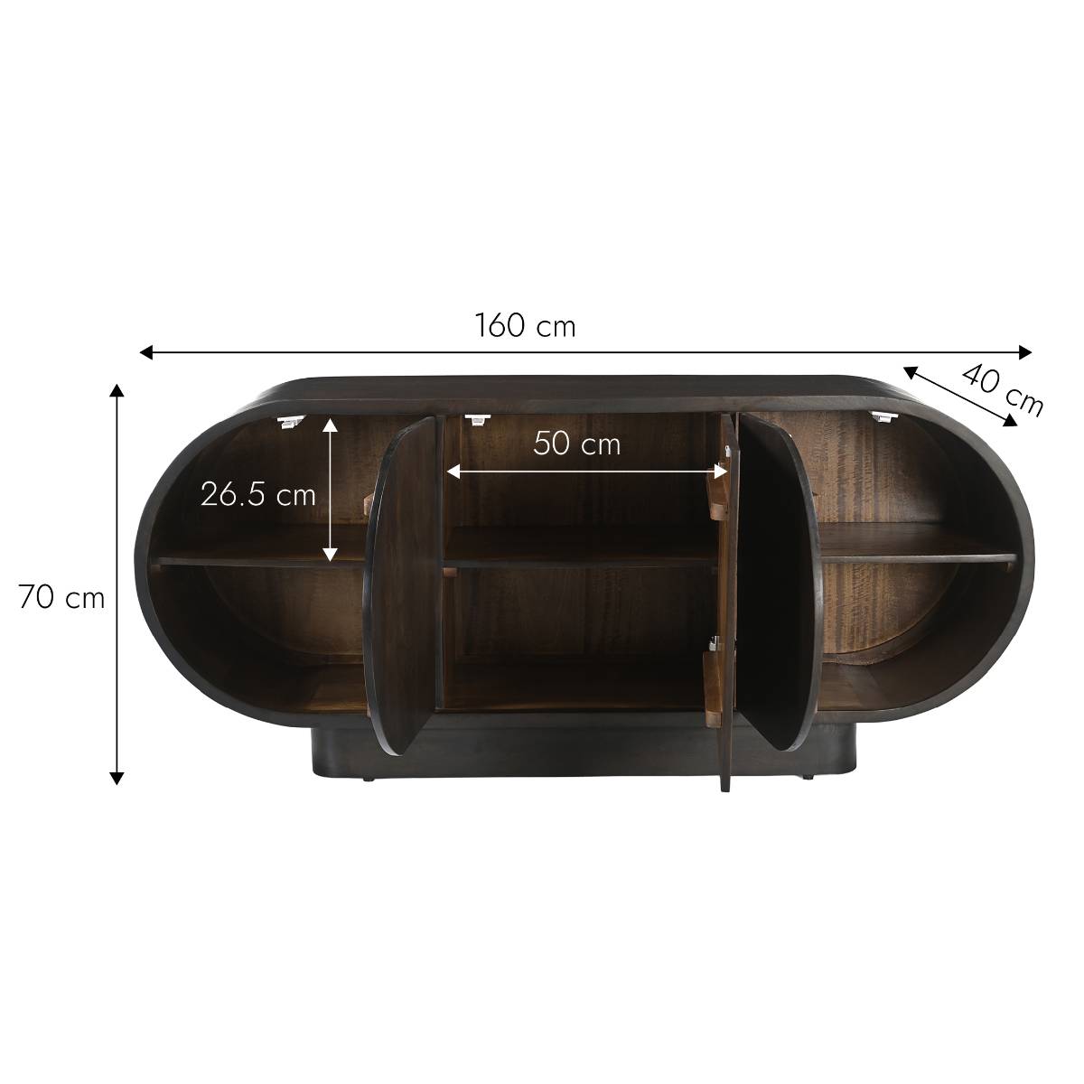Buffet en bois de manguier foncé NEREIS noir, MADE IN MEUBLES