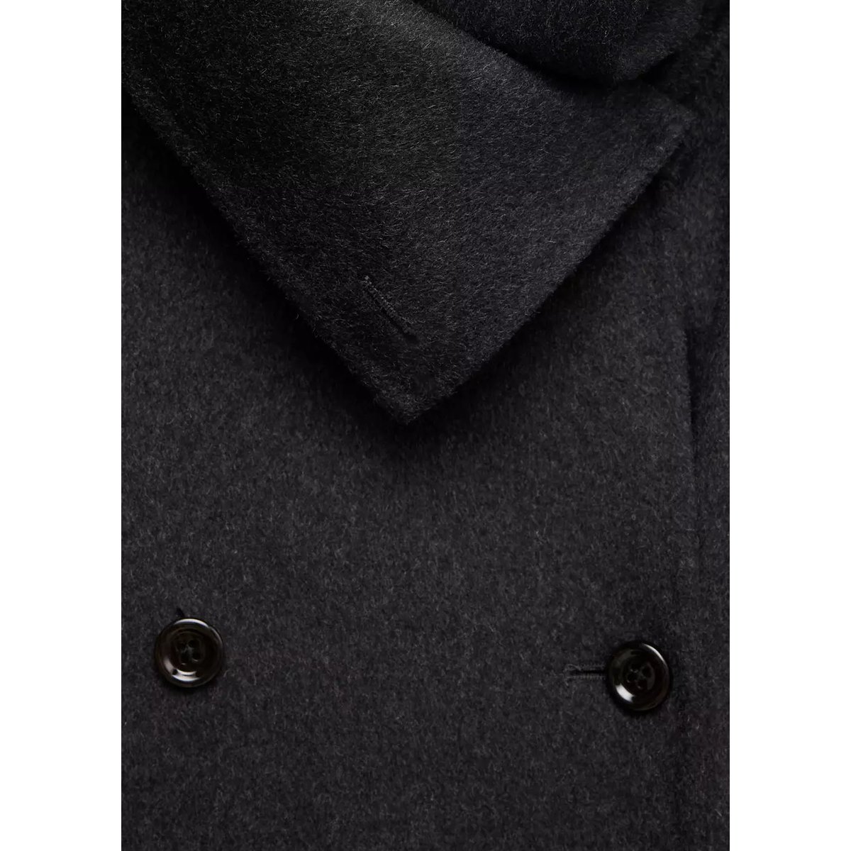 Manteau laine écharpe amovible gris chiné foncé, MANGO