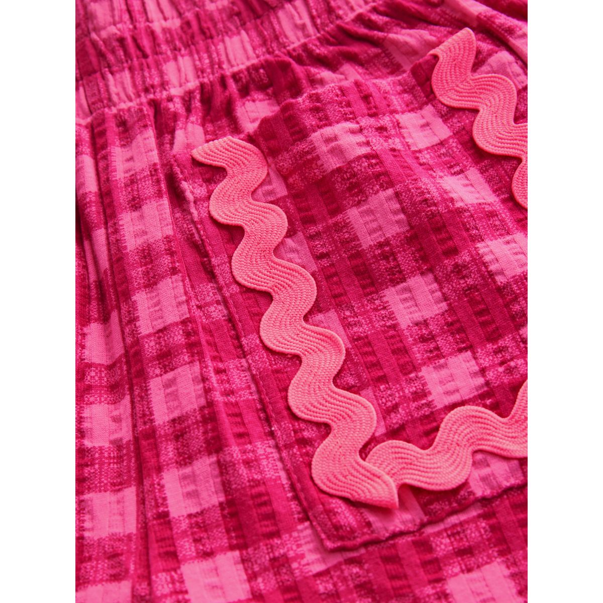 Pantalon large à bordure festonnée vichy rose, NEXT