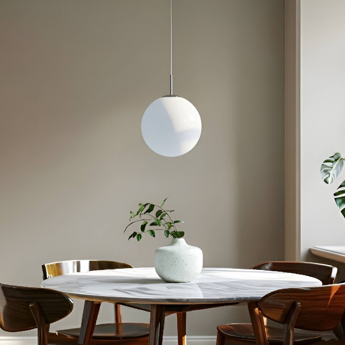 Suspension en verre moderne, Marike blanc, nickel satiné, LINDBY