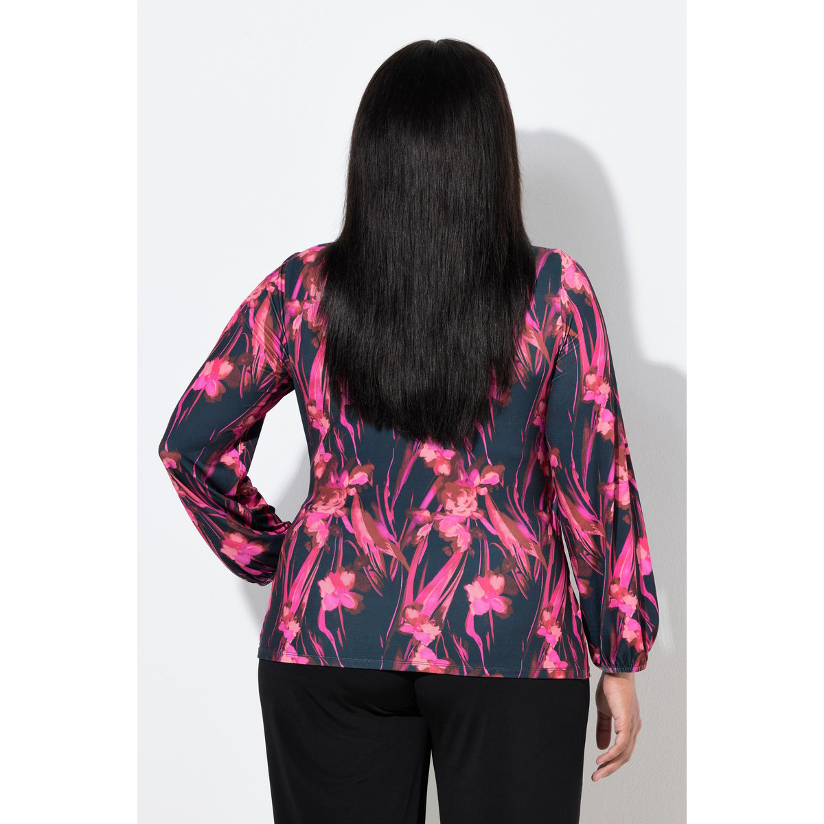T-shirt à fleurs, esprit cache-cœur marine, ULLA POPKEN
