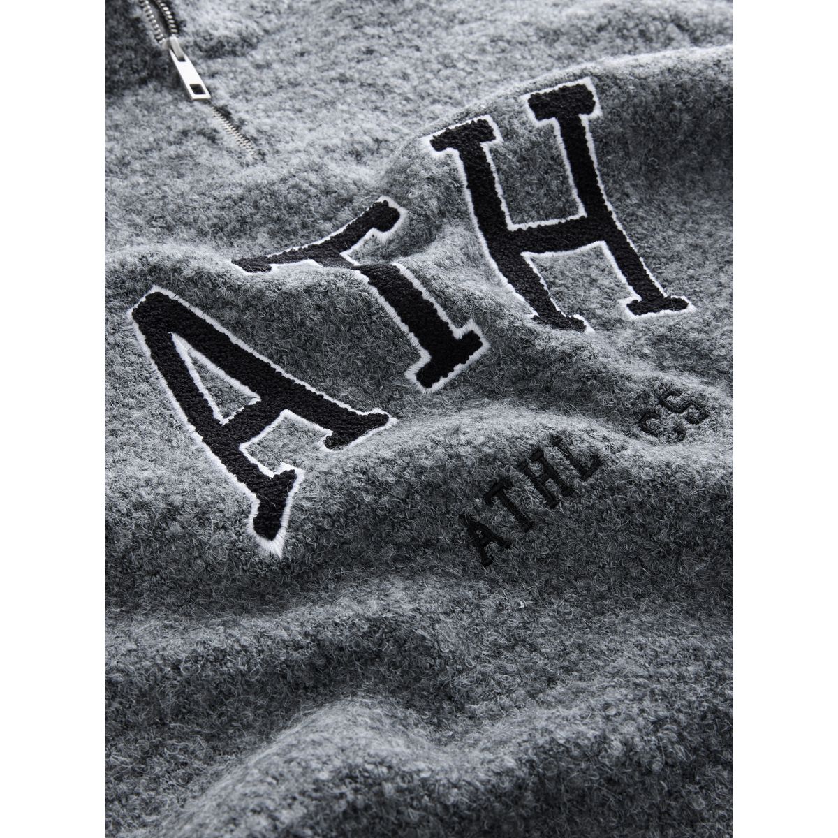 Pull bouclé sport à col zippé gris anthracite, NEXT