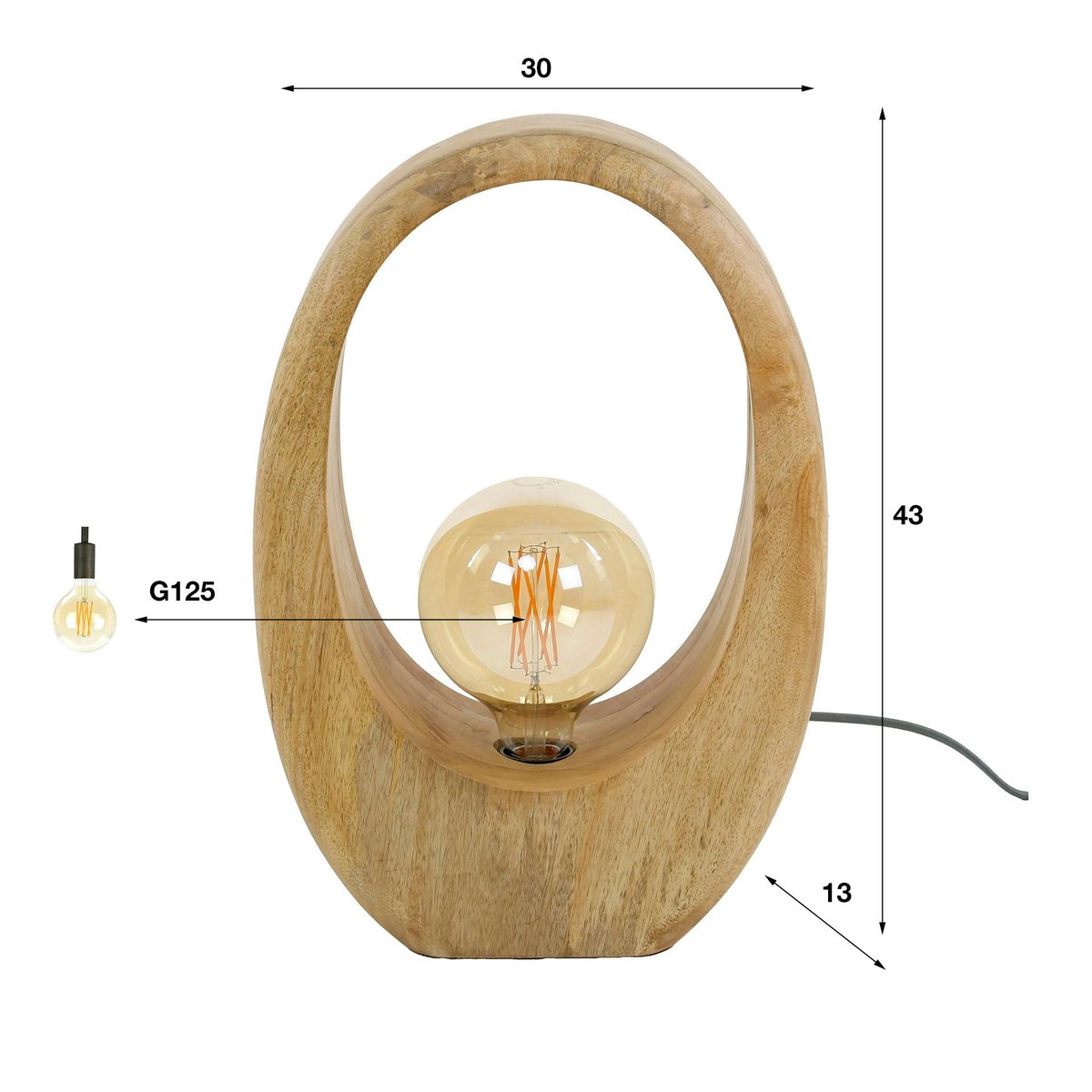 Lampe en bois de manguier forme organique H 43 cm LUCKNOW bois naturel, PIER IMPORT