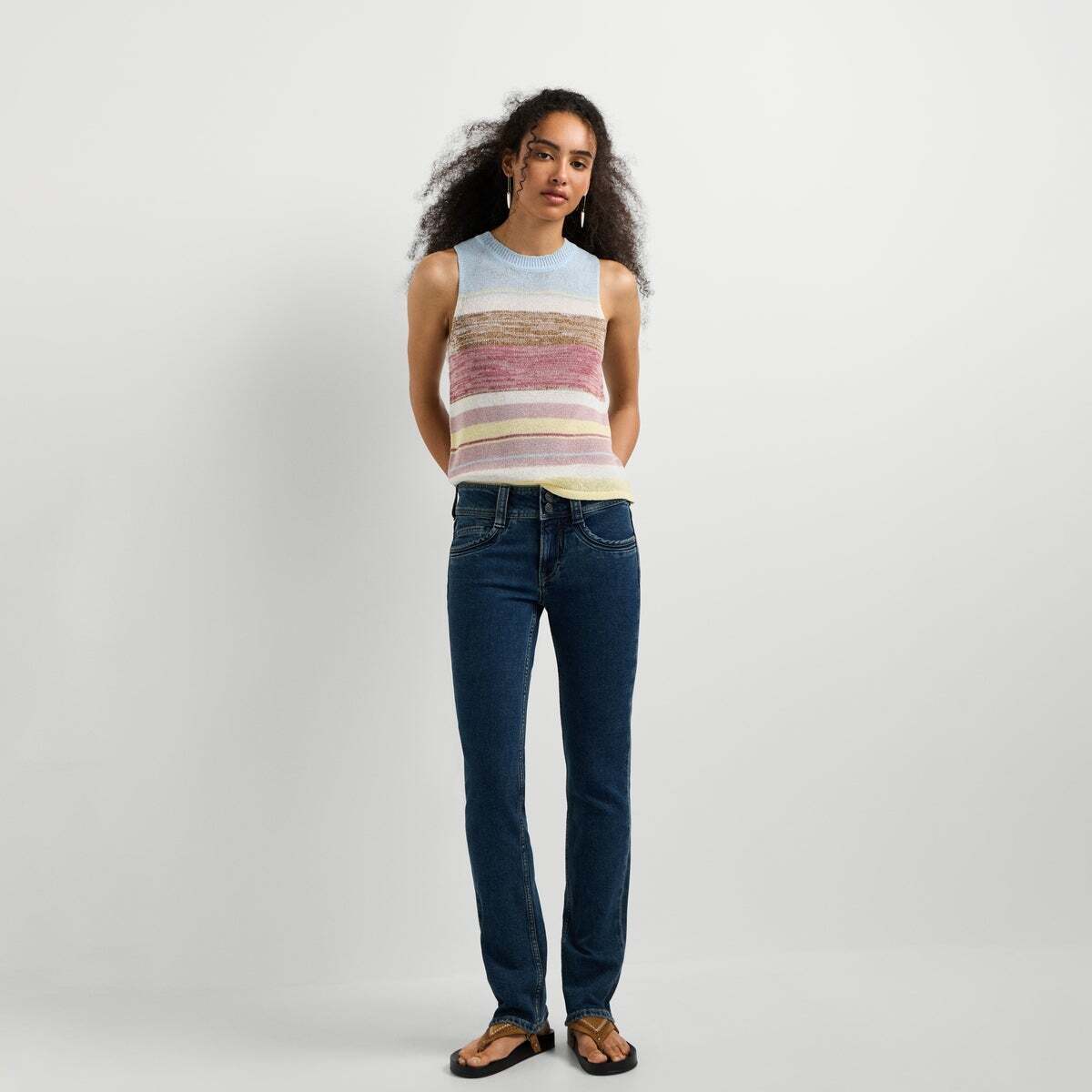 Gen - Jean Coupe Slim, Taille Moyenne teinte foncée délavée, PEPE JEANS