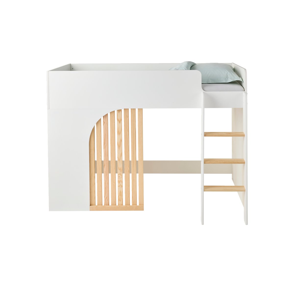 Lit mezzanine enfant avec rangement Playful blanc, VERTBAUDET