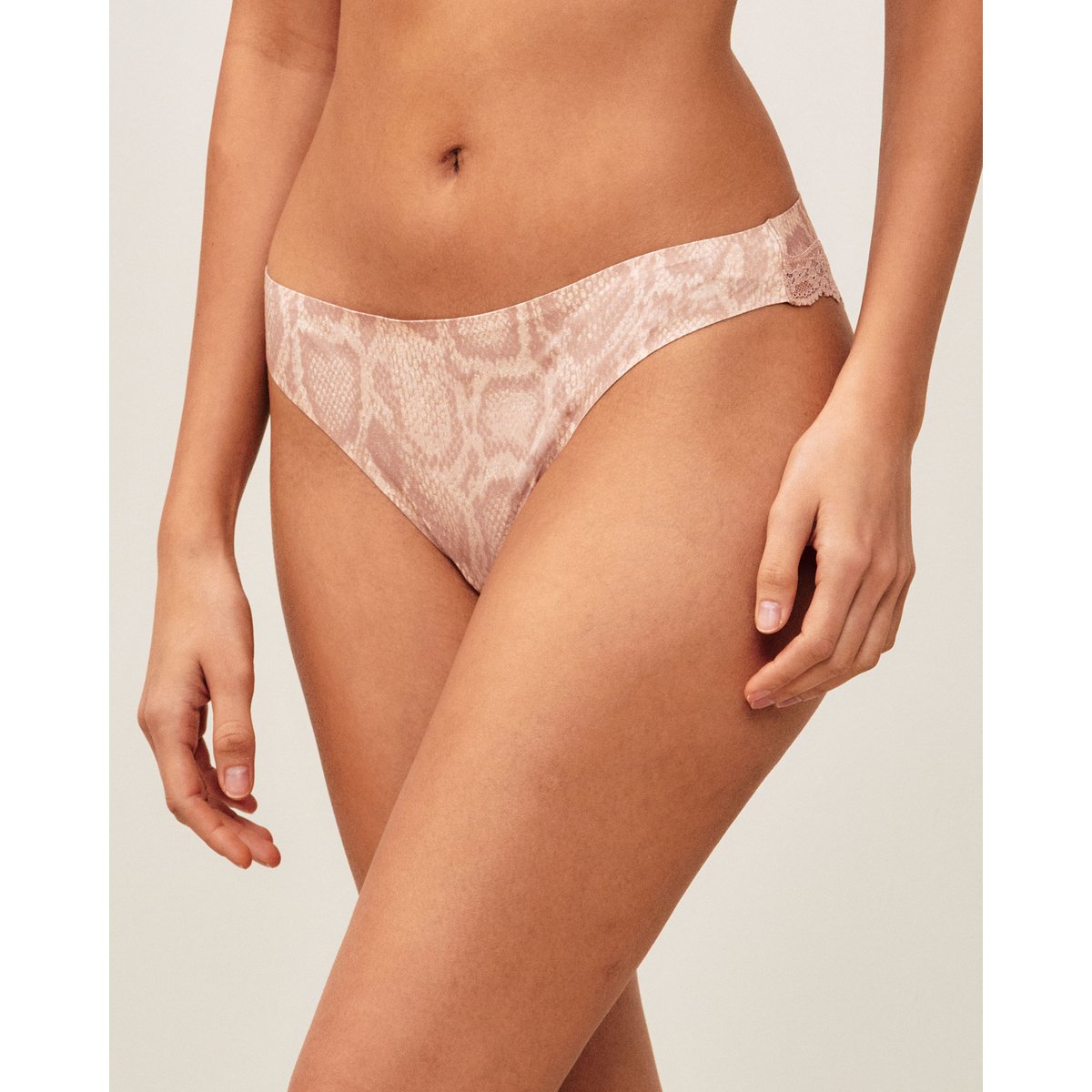 Tanga en microfibre imprimé serpent NEW SOFTIZ marron clair, UNDIZ
