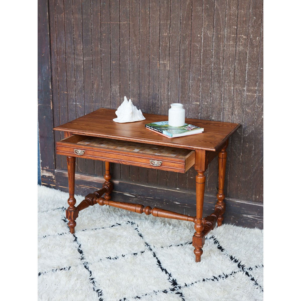 Petit bureau ancien à tiroir Edouard N°1121 - Bon état bois clair, DEBONGOUT