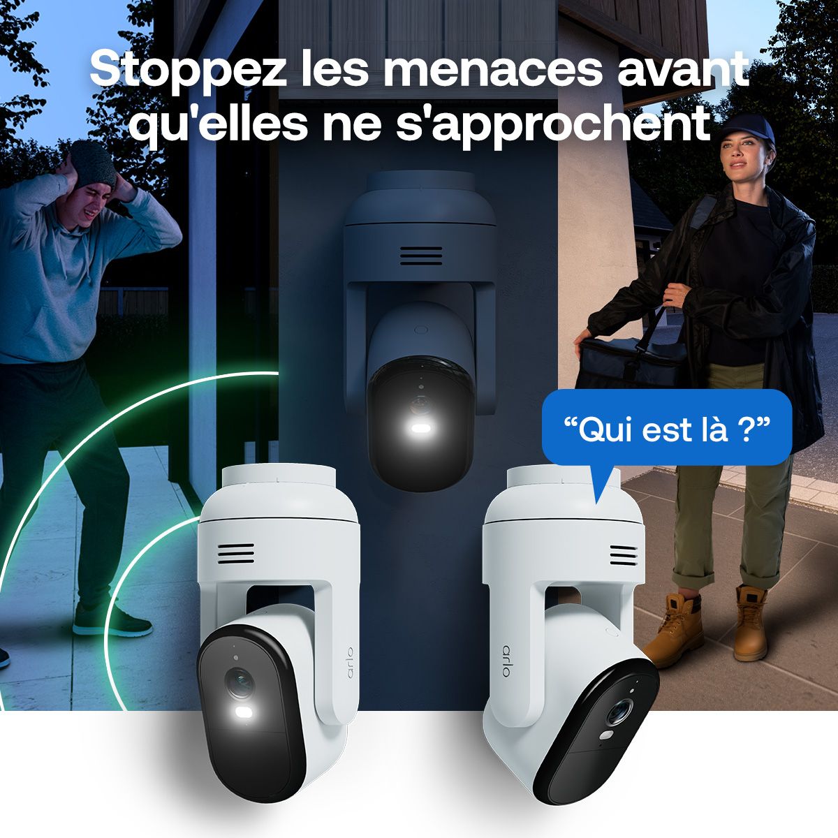 Caméra de surveillance 2 caméras extérieures Essential3 2K PTZ couleur unique, ARLO