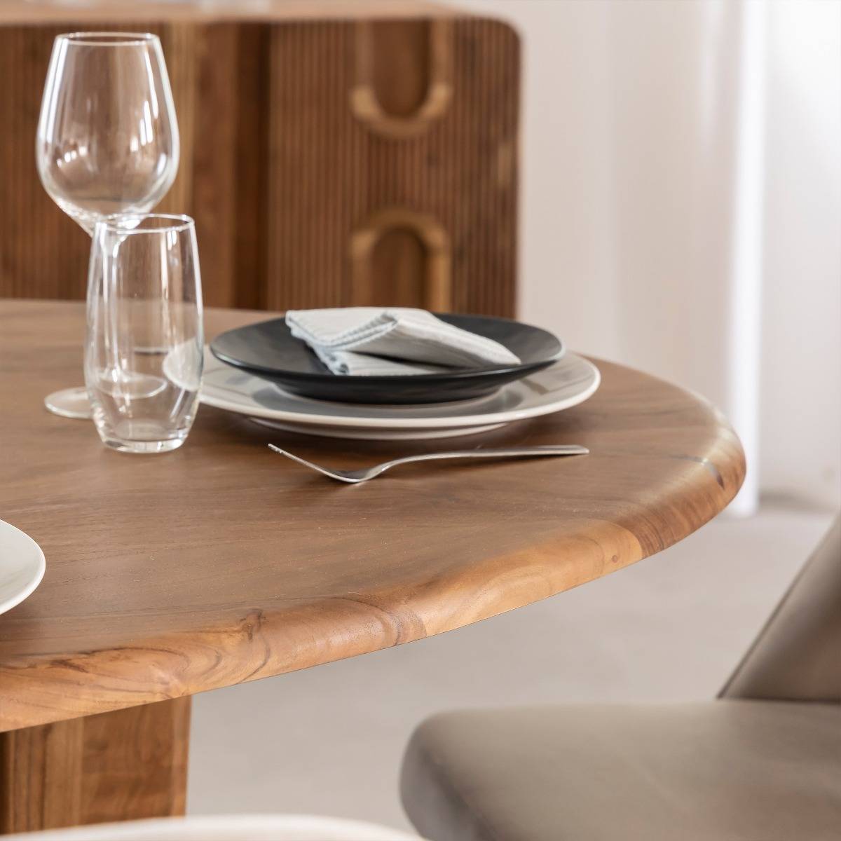 Table à manger en bois d'acacia AZURE bois foncé, MADE IN MEUBLES 