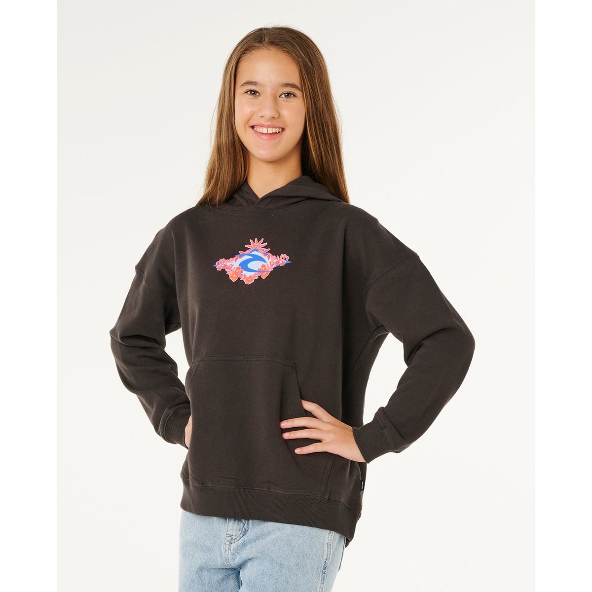 Sweat à capuche Sunshine Squad Fille noir délavé, RIP CURL