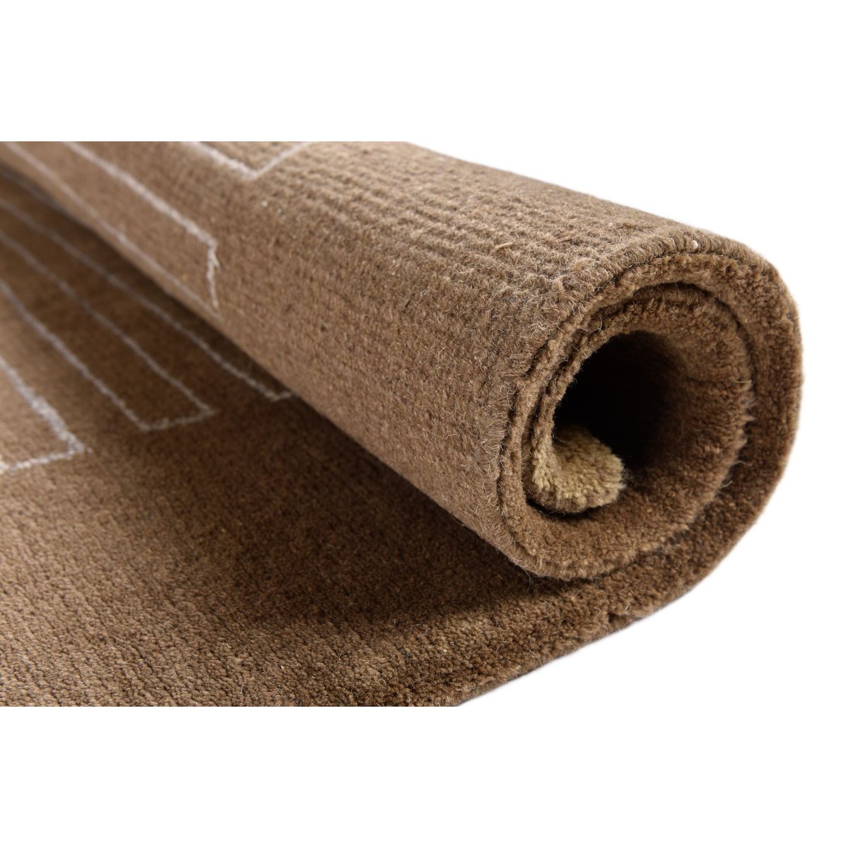 Tapis salon Tibet Loft noué main laine soie marron, THEKO