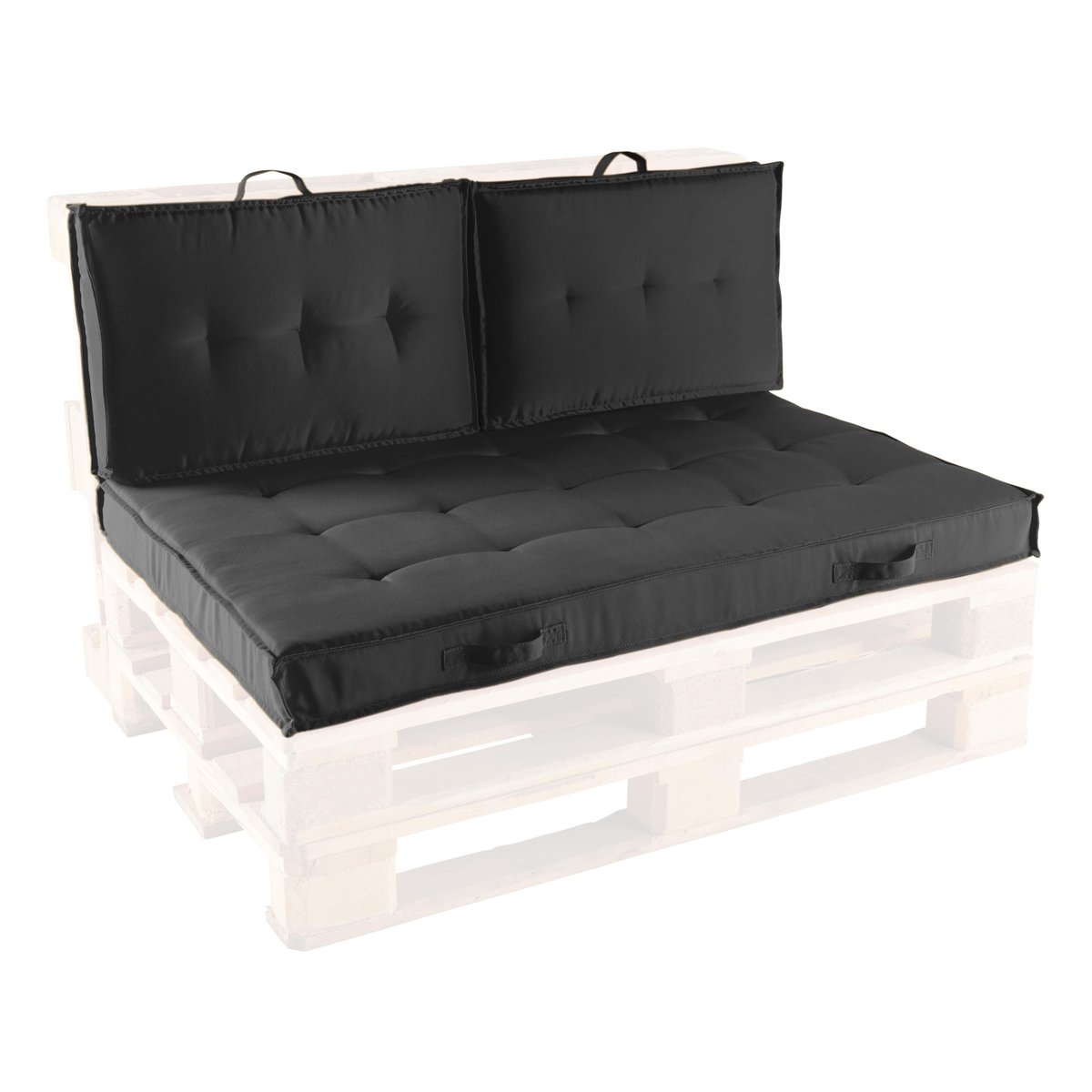 Ensemble coussins pour palette matelassés, CUZCO gris, OVIALA