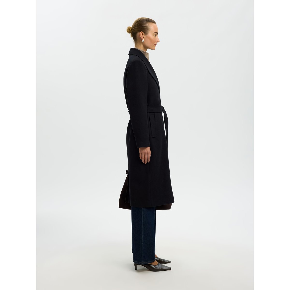 Long Manteau noir - black, SELECTED