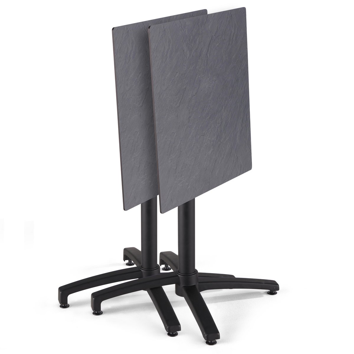 Table 60x60 cm inclinable stratifiée avec pied noir et chaises en métal, OPERA gris anthracite, OVIALA