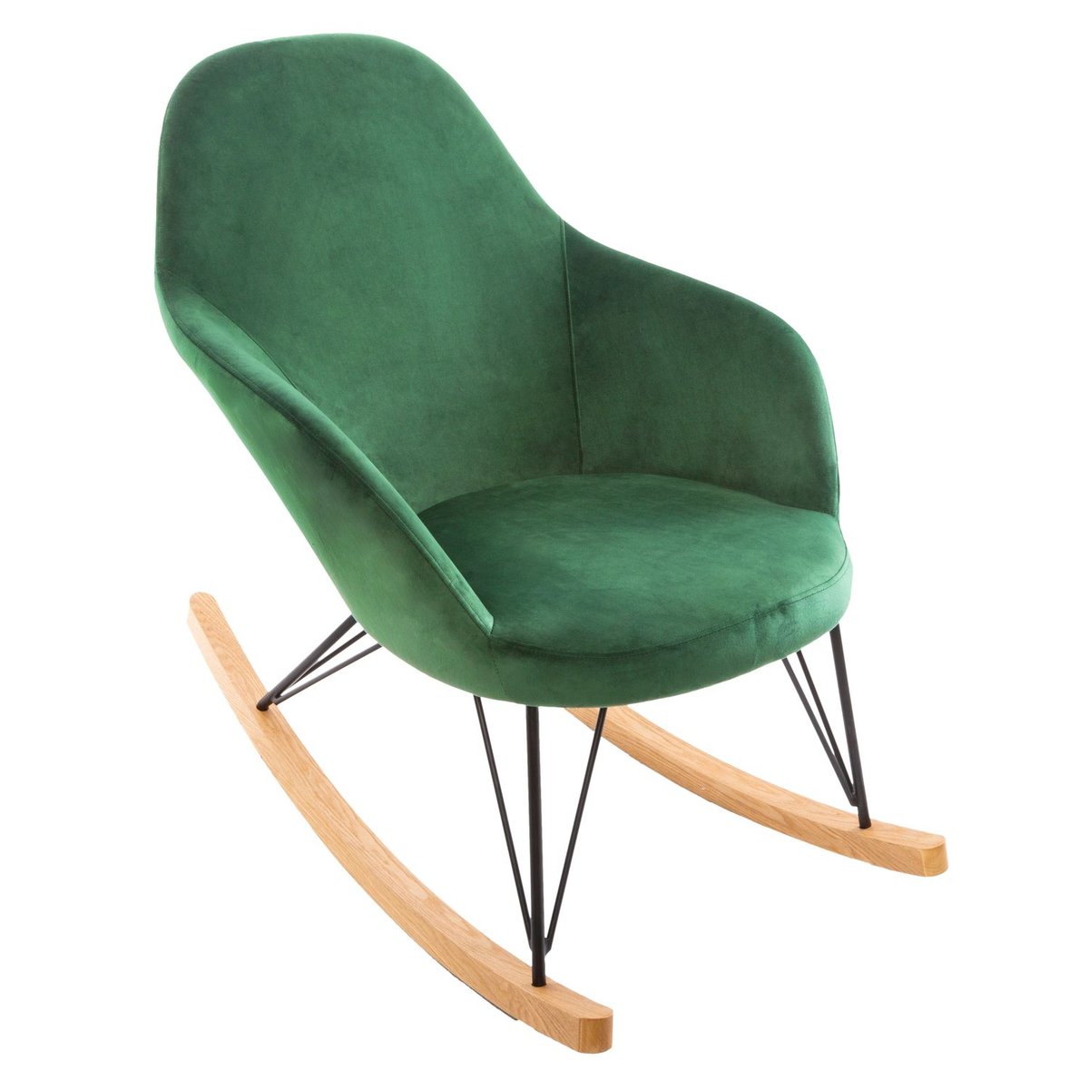 Rocking-chair en velours EWAN vert, ATMOSPHERA