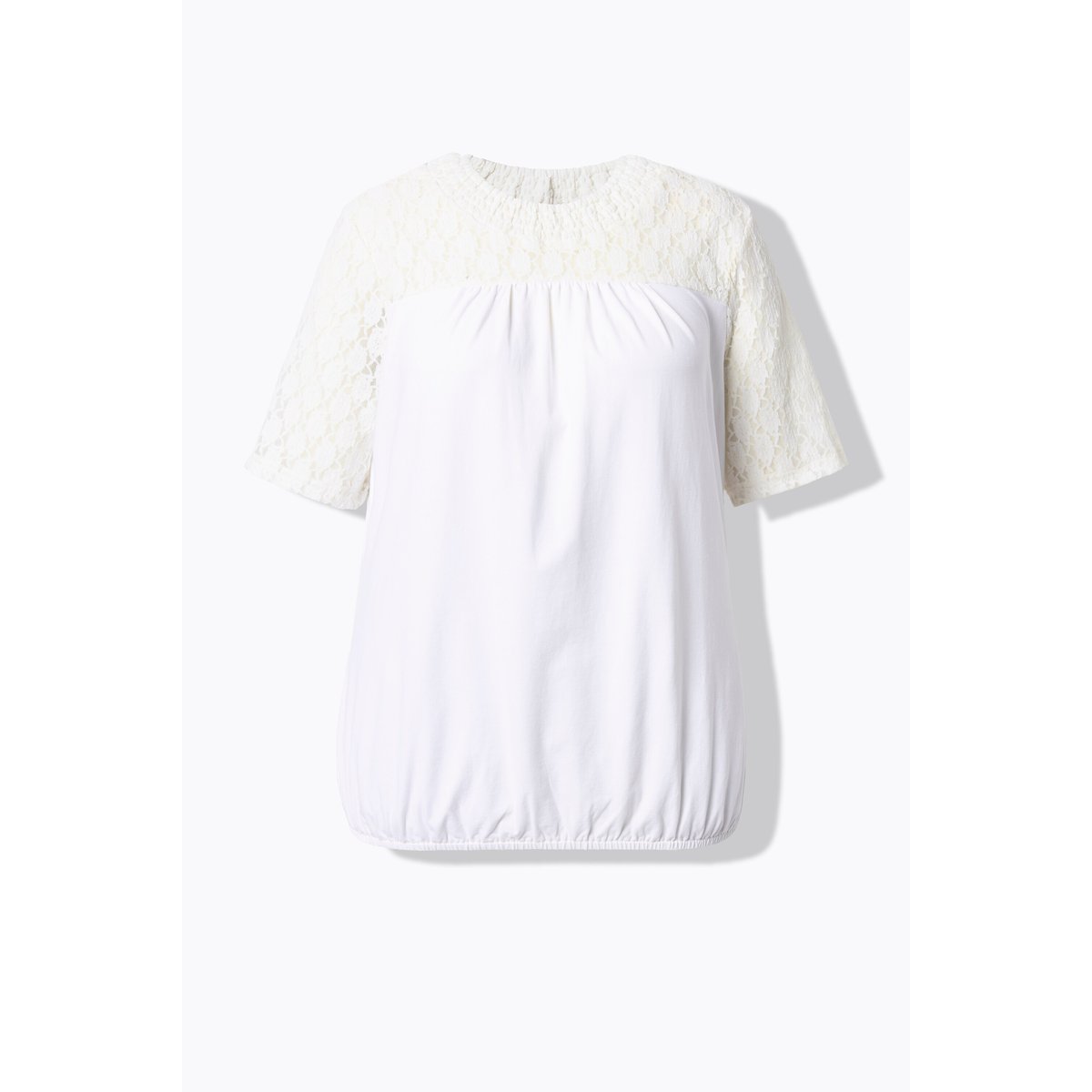 T-shirt col ras du cou et manches courtes blanc neige, ULLA POPKEN