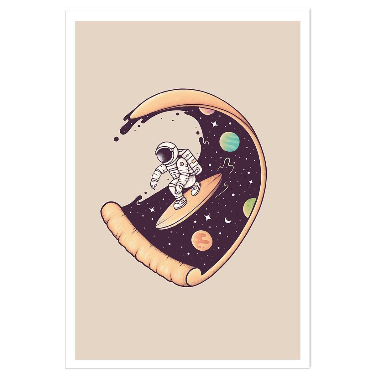 Affiche enfant surf en cosmos affiche seule, HEXOA