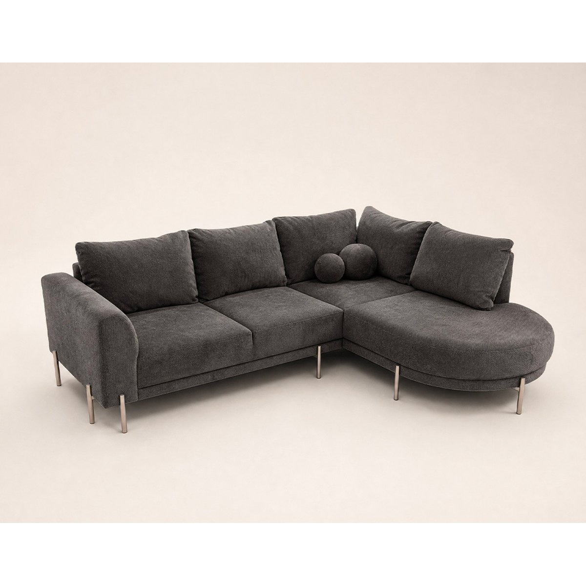 Canapé d'Angle droit 4 places - GABIN gris, BEST MOBILIER