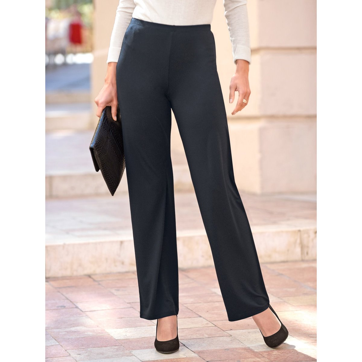 Pantalon en maille fluide noir, DAXON