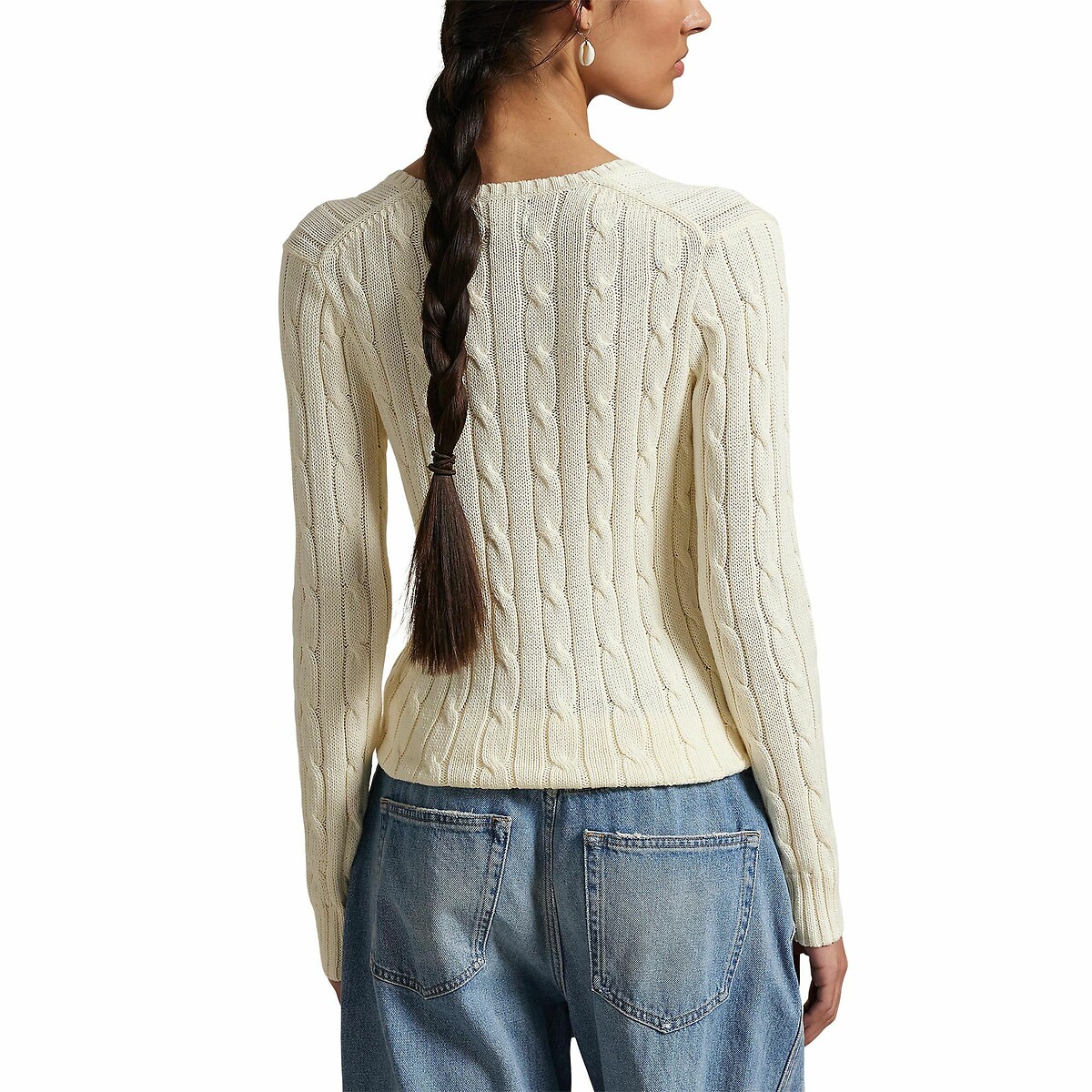 Camisola de manga comprida com decote em V, KIMBERLY creme, POLO RALPH LAUREN