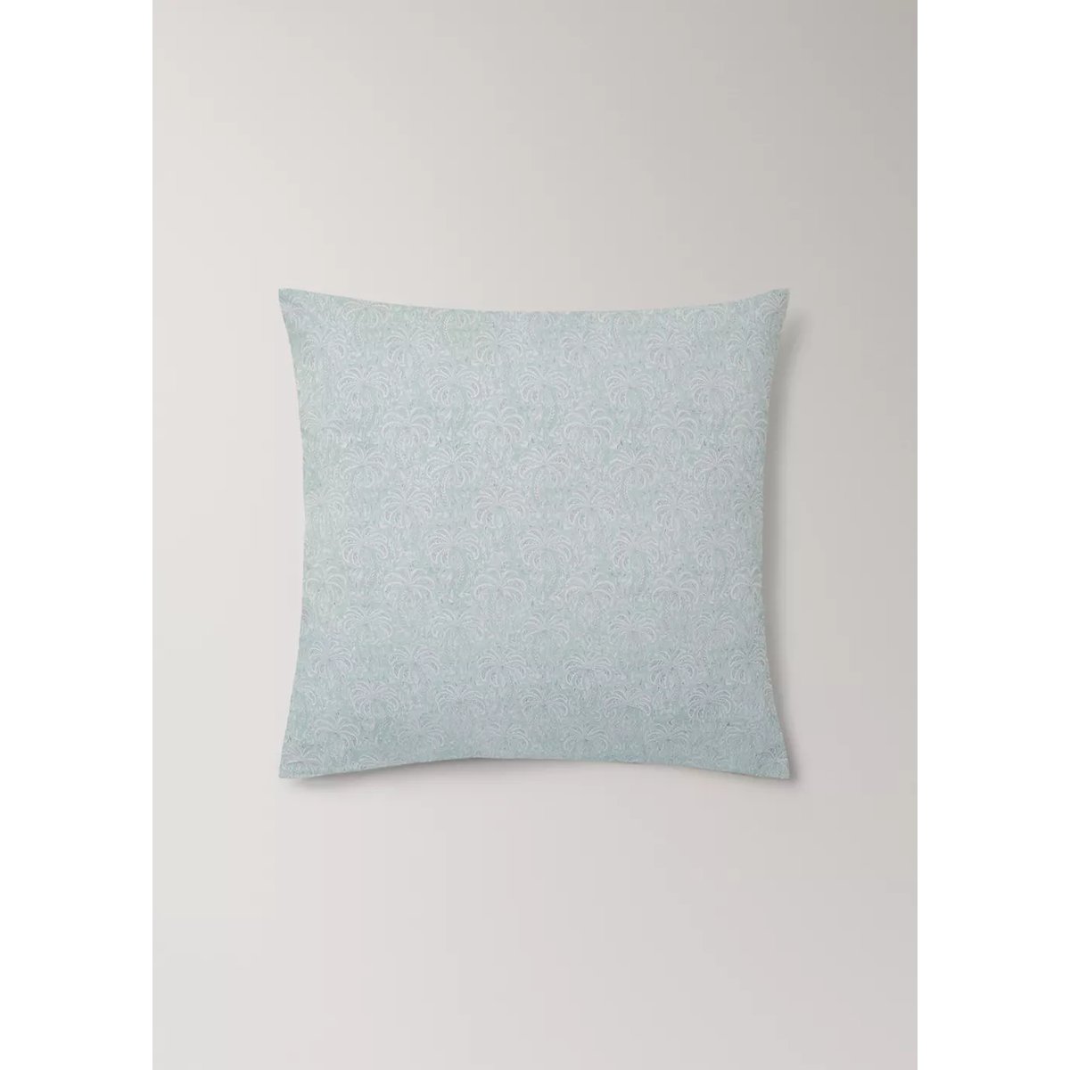 Taie d'oreiller percale de coton imprimé palmiers 60x60 cm vert pastel, MANGO HOME