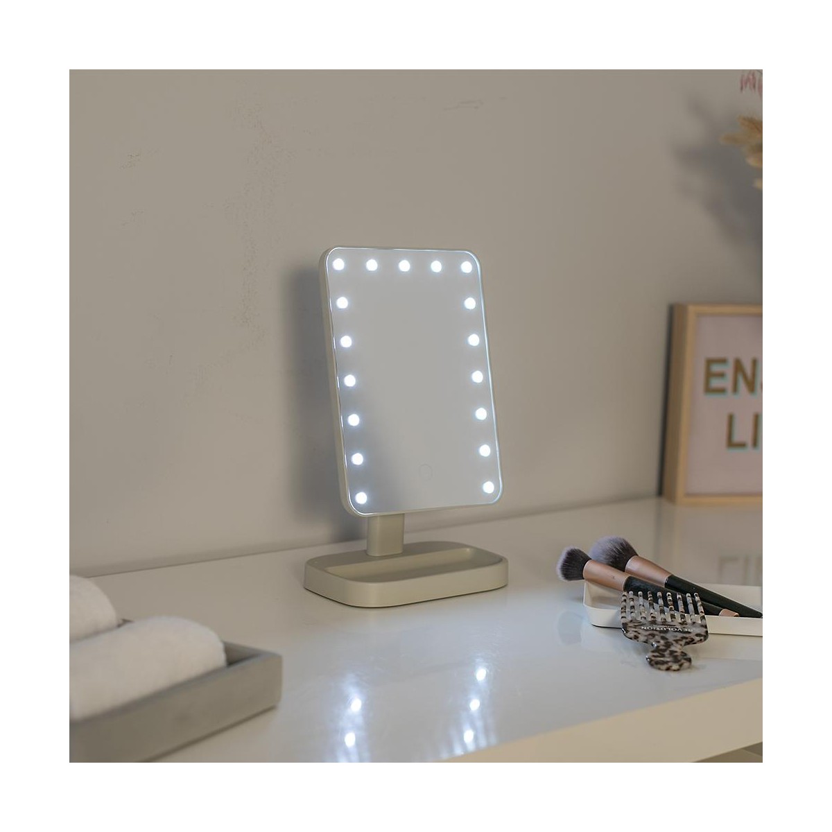 Miroir de maquillage lumineux gris, LIVOO