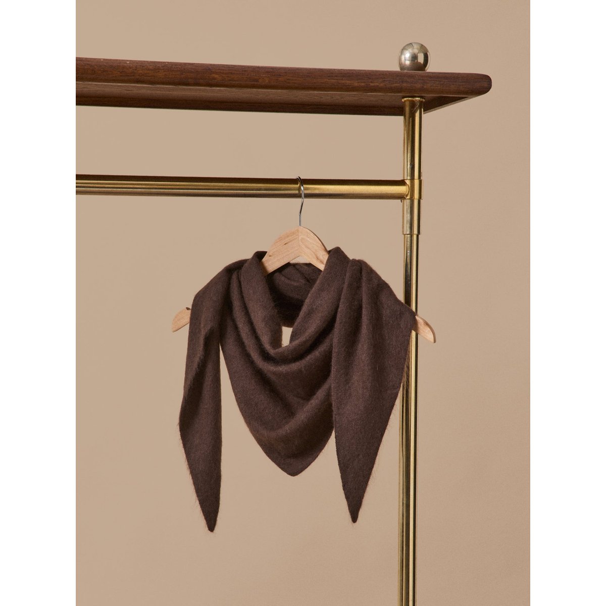 Écharpe triangle maille brossée chocolat, CYRILLUS