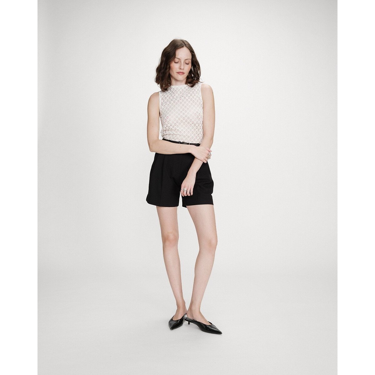 T-shirt sans manches en dentelle VINTIE blanc, GRACE & MILA