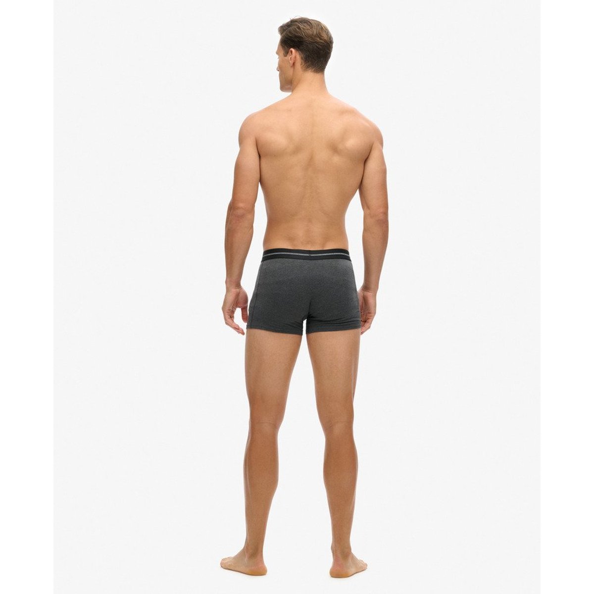 Lot de trois boxers en coton bio noir corbeau chiné, SUPERDRY