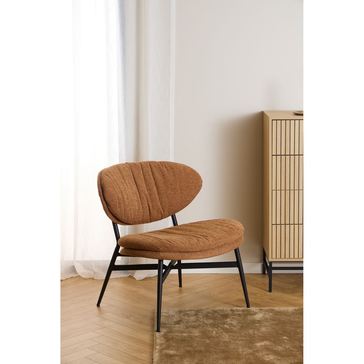 Fauteuil d'appoint confortable en tissu chenille TULUM marron, TOILINUX