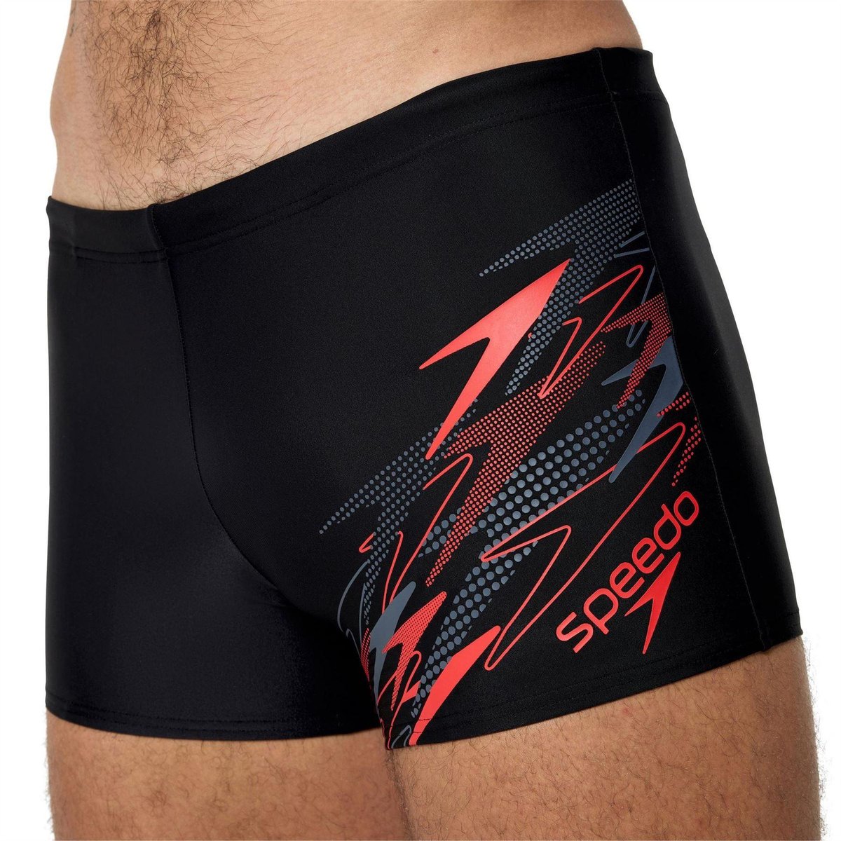 Short de bain motif/style abstrait et logo MEDLEY noir / rouge, SPEEDO