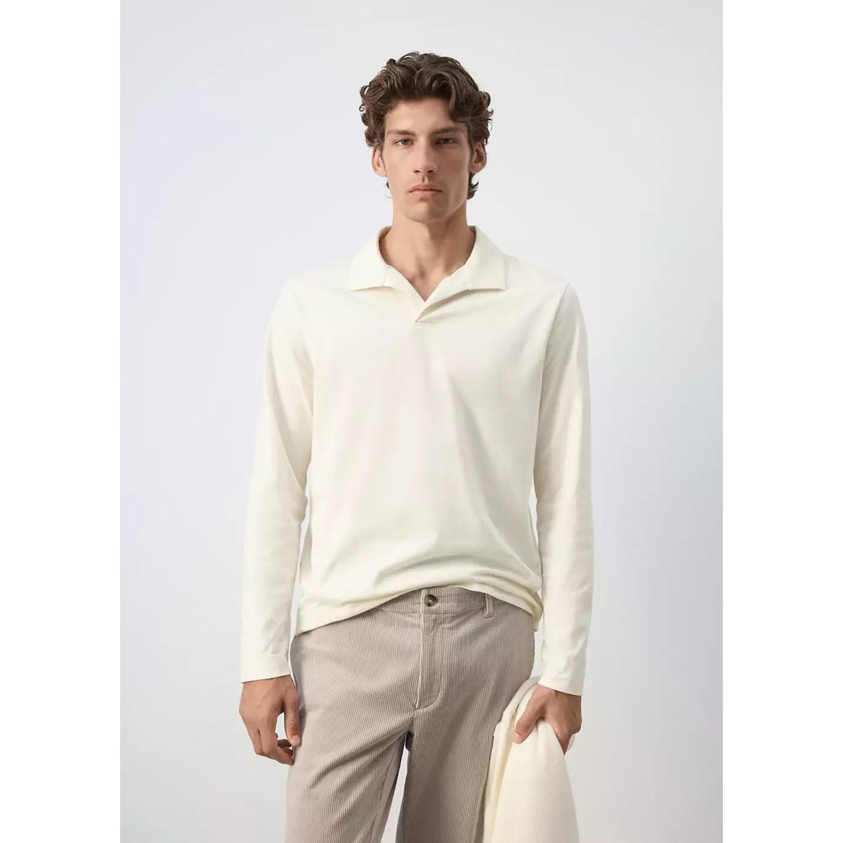 Polo 100 % coton slim-fit blanc cassé, MANGO MAN