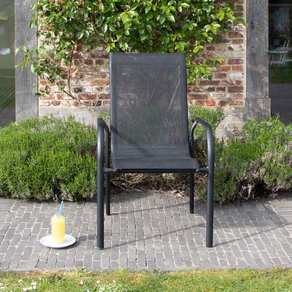 Fauteuil de jardin en aluminium noir et textilène BLACKSUN noir, WILSA GARDEN