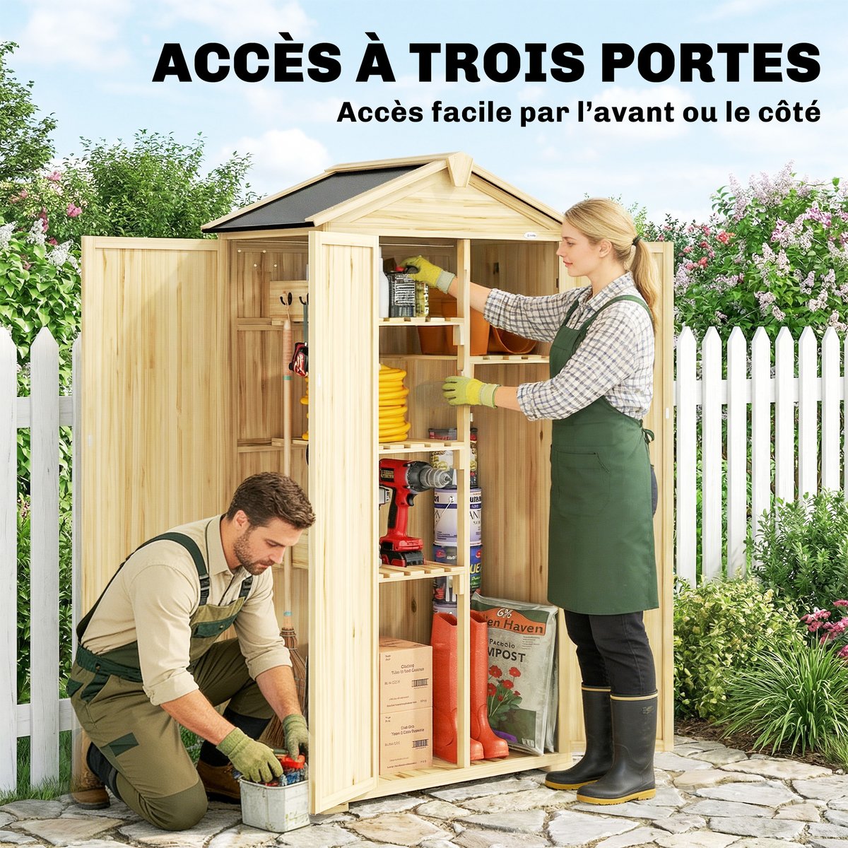 Abri de jardin Bois de sapin Bois naturel bois naturel, OUTSUNNY