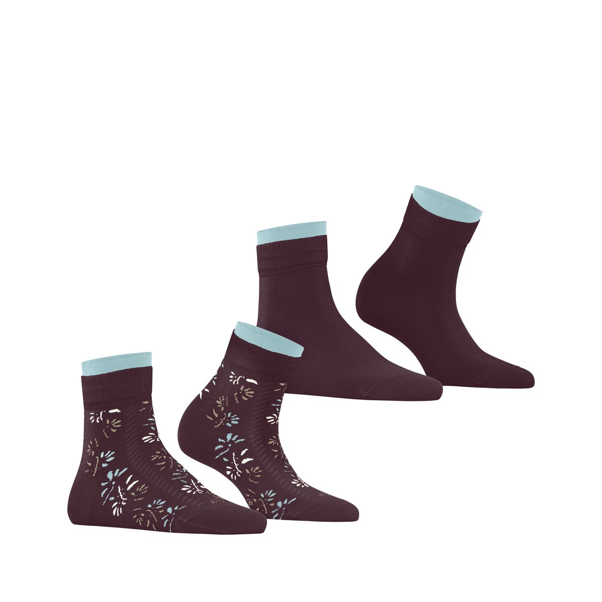 Chaussettes courtes Soft Blooms 2-Pack Opaque rouge, ESPRIT