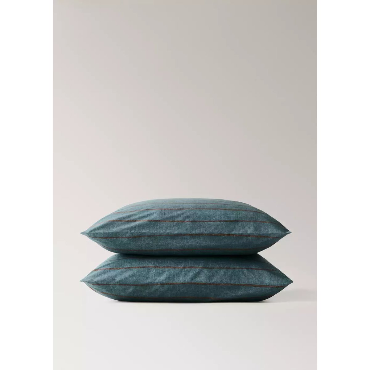 Lot de 2 taies d’oreiller 100 % coton à rayures 60x60 cm bleu pétrole, MANGO HOME