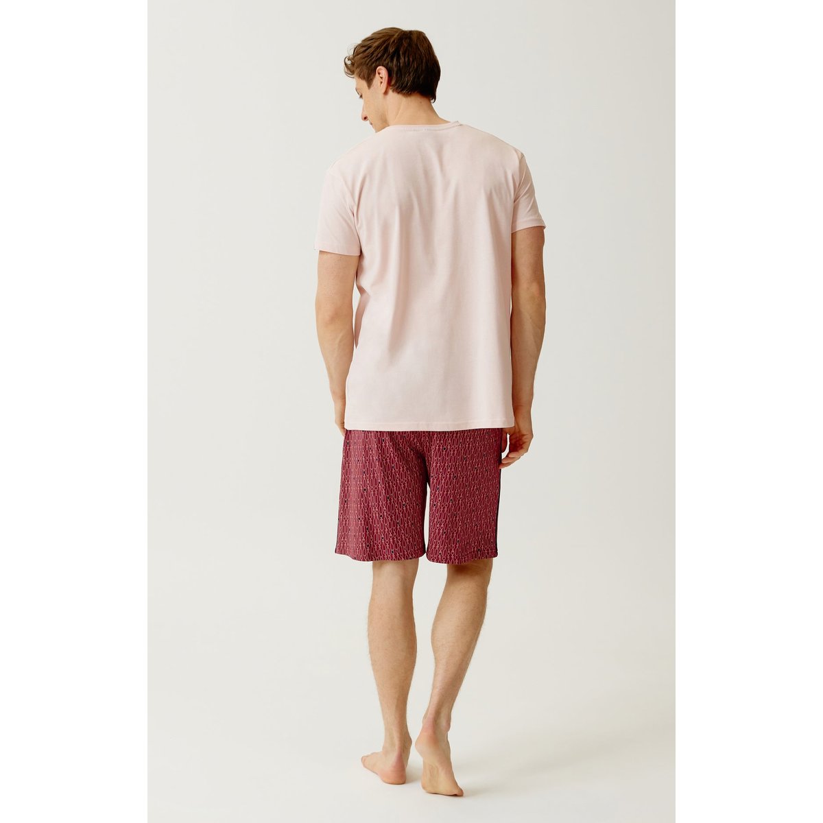 Pyjashort en jersey de coton léger imprimé Millésimé bordeaux, ARTHUR