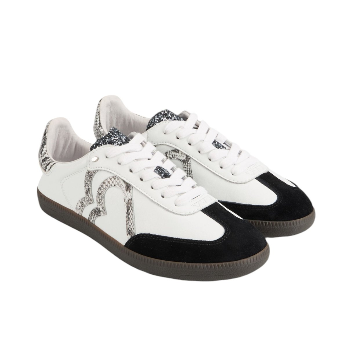 Baskets En Cuir Billie Python Glitter blanc, BONS BAISERS