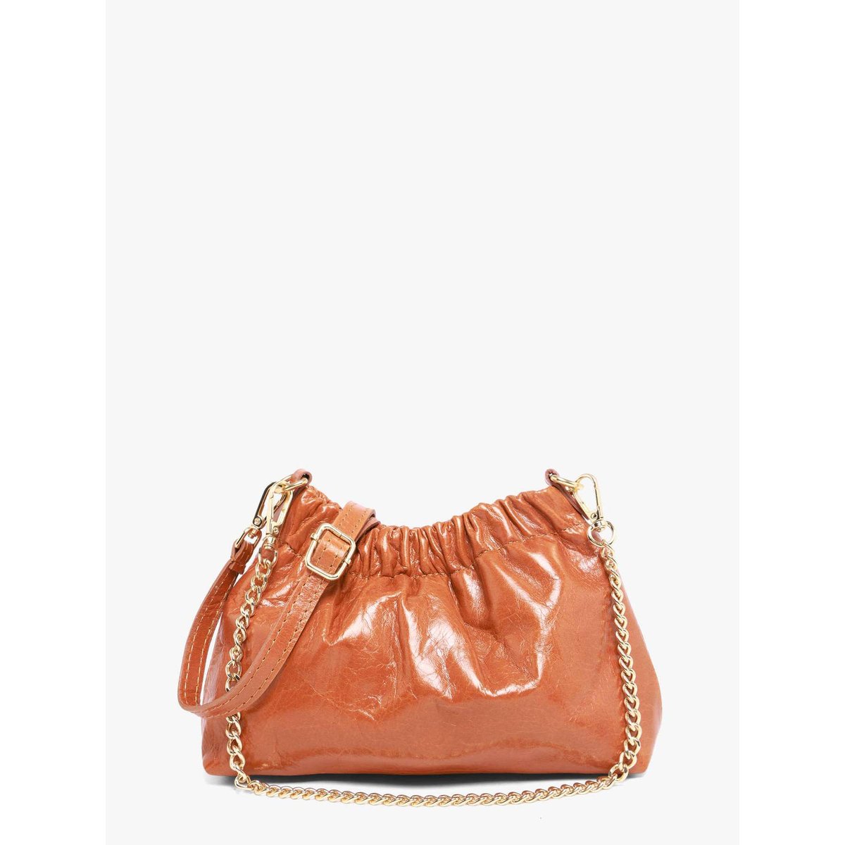 Sac bandoulière Shiny sauvage cuir cuoio, MILANO