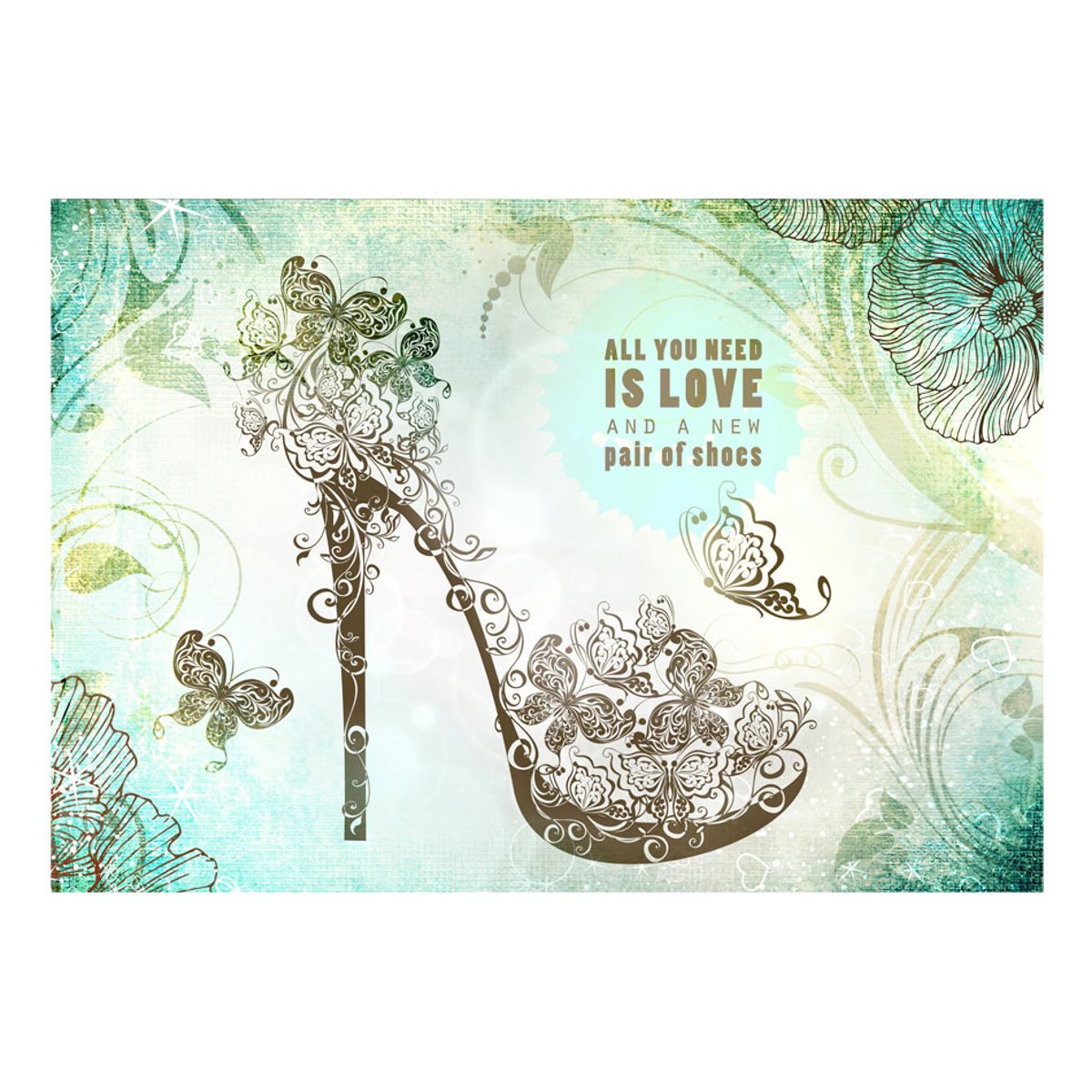 Papier peint intissé panoramique Textes All you need is ... a new pair of shoes multicouleur, EDEN