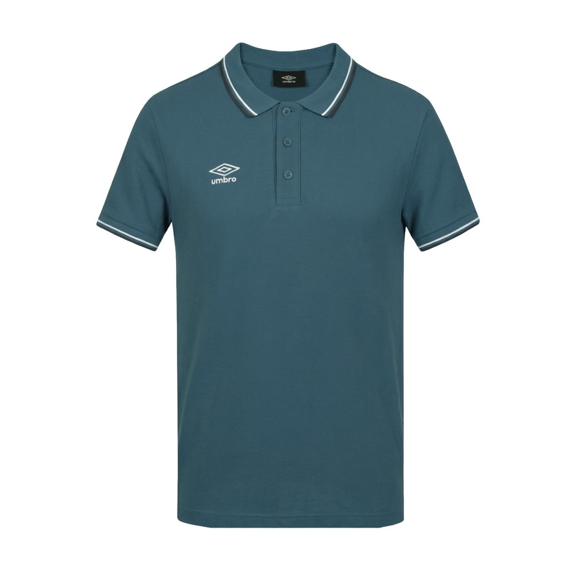 Polo piqué de coton bleu/noir/blanc, UMBRO