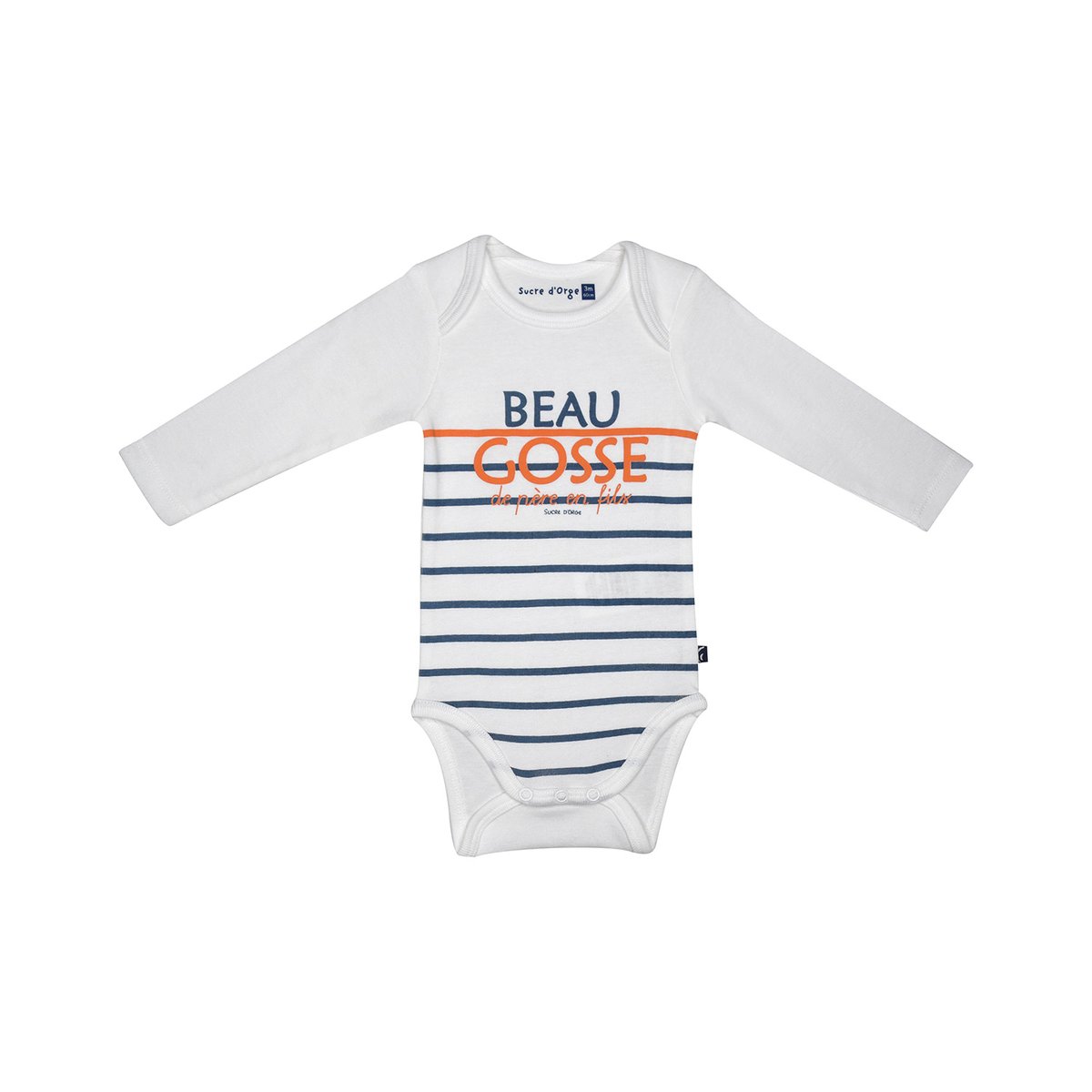 Lot de 3 bodies josef manches longues bebe bleu, SUCRE D'ORGE