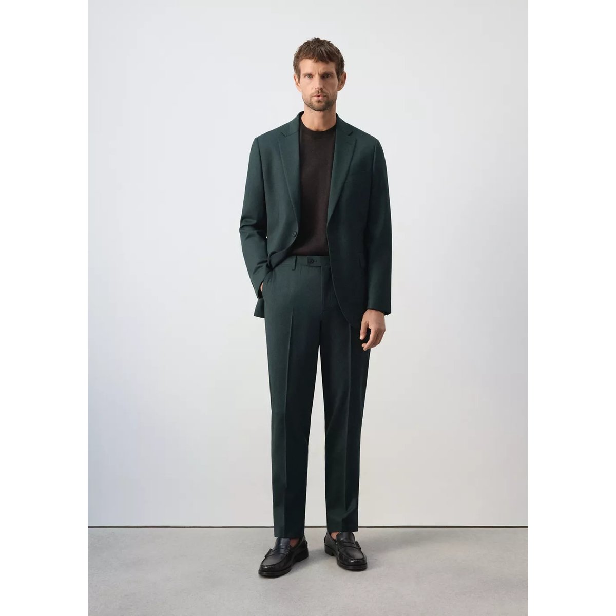 Veste costume Turin 100 % laine vierge vert foncé, MANGO MAN