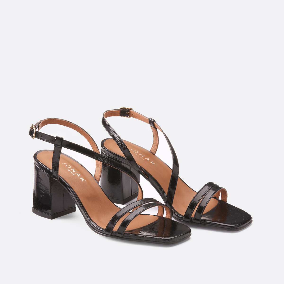 Sandales en cuir Vimy, talons hauts noir, JONAK